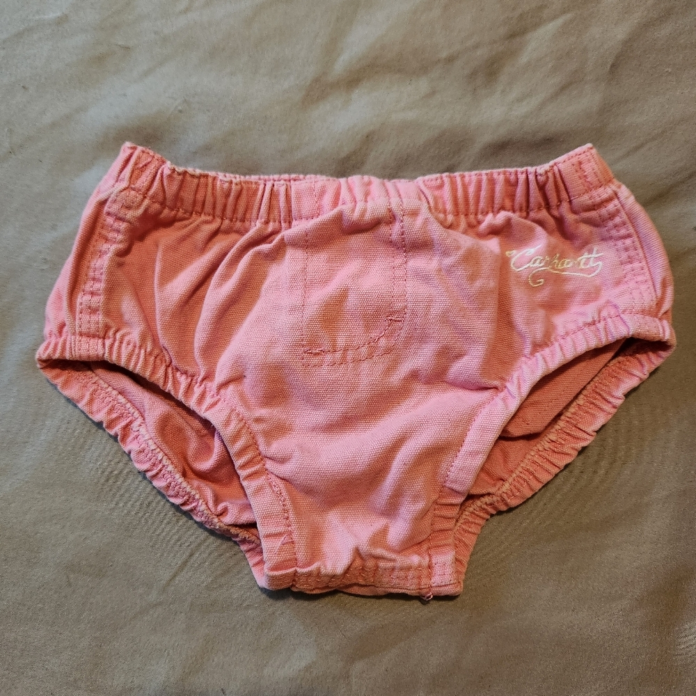 Carhartt 6-Mo Pink Diaper Cover with Heart-Shaped Back Pockets